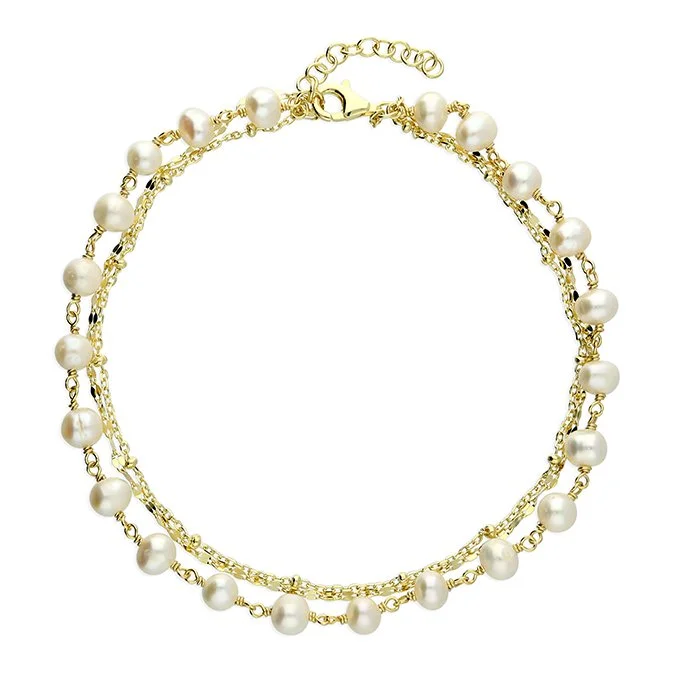 Freshwater Pearl Anklet Gold