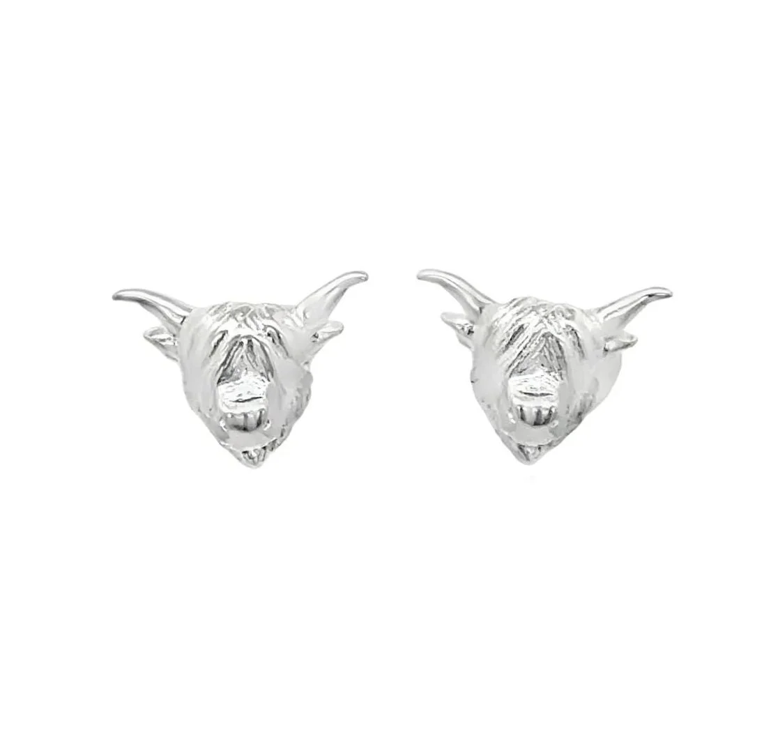 Highland Cow Stud Earringsow Silver