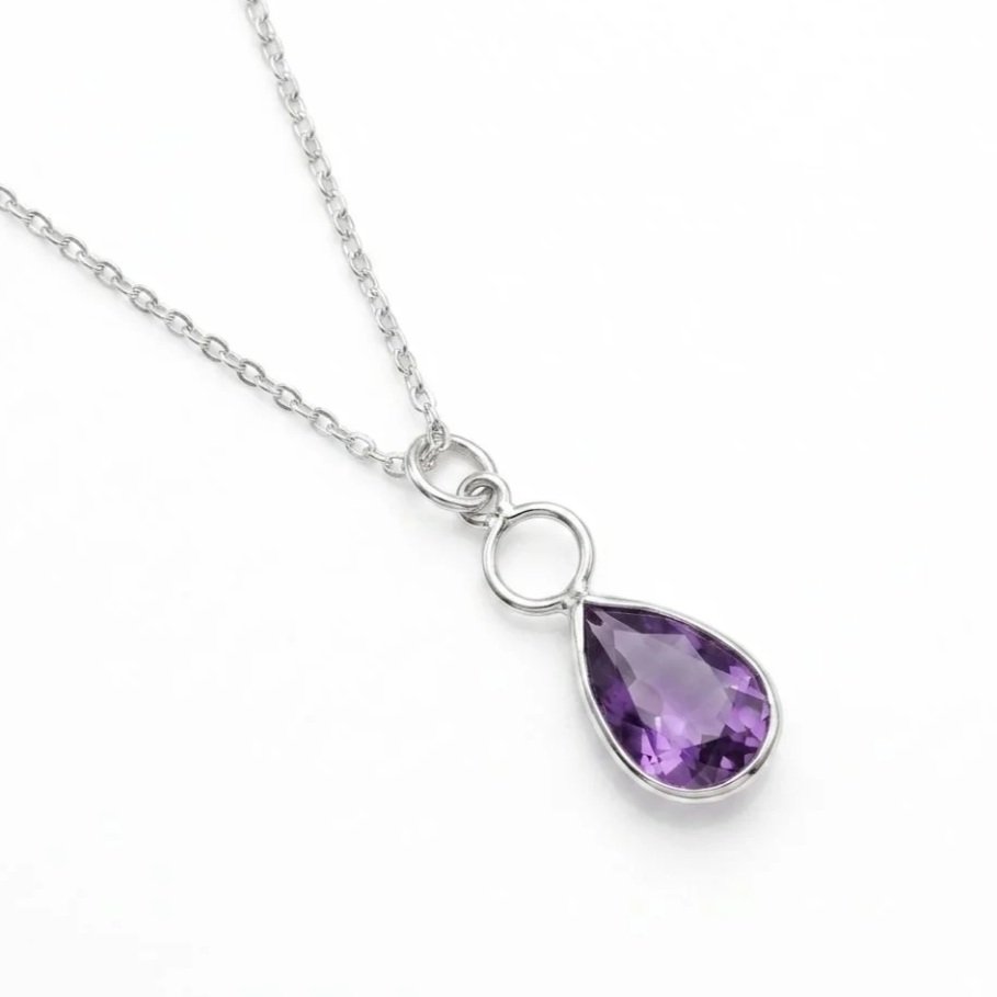 Amethyst Teardrop Loop Pendant Silver