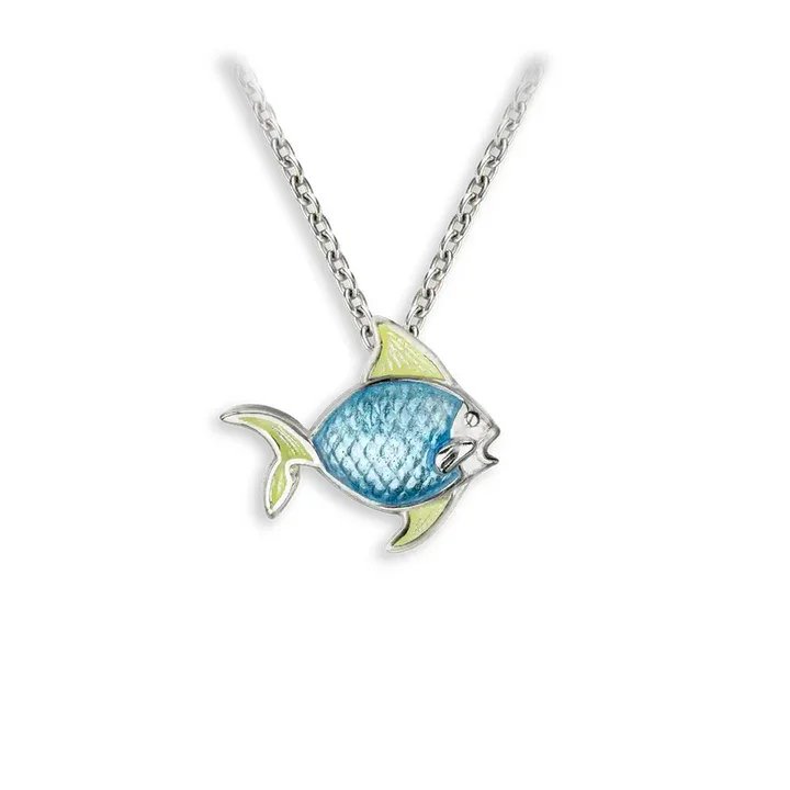 Nicole Barr Blue Fish Necklace Silver