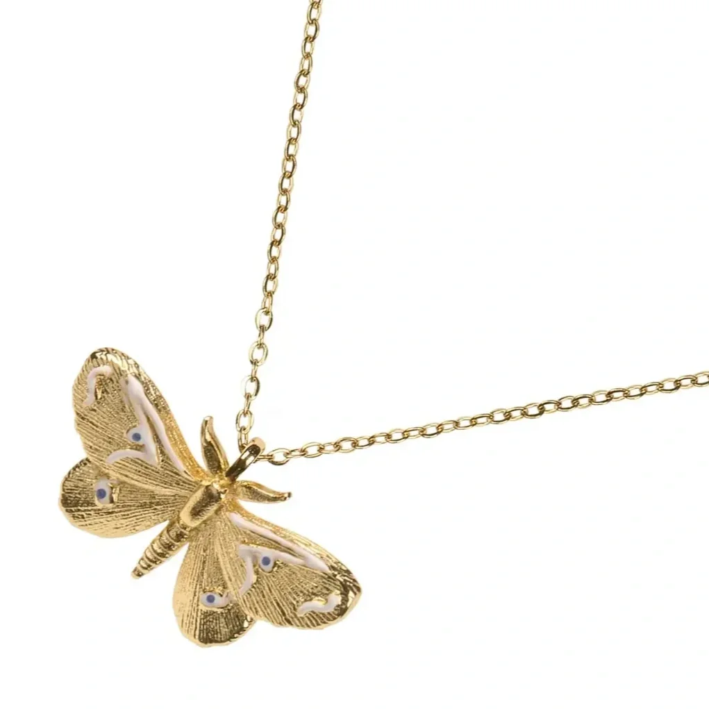 Well Read Company Moths and Butterflies Gold Bookish Pendant Necklace