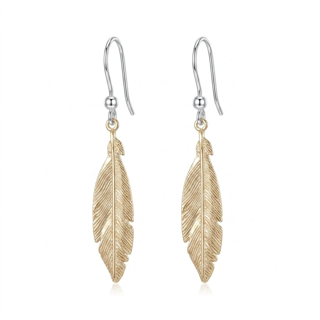Feather Hook Earrings Bi-Colour