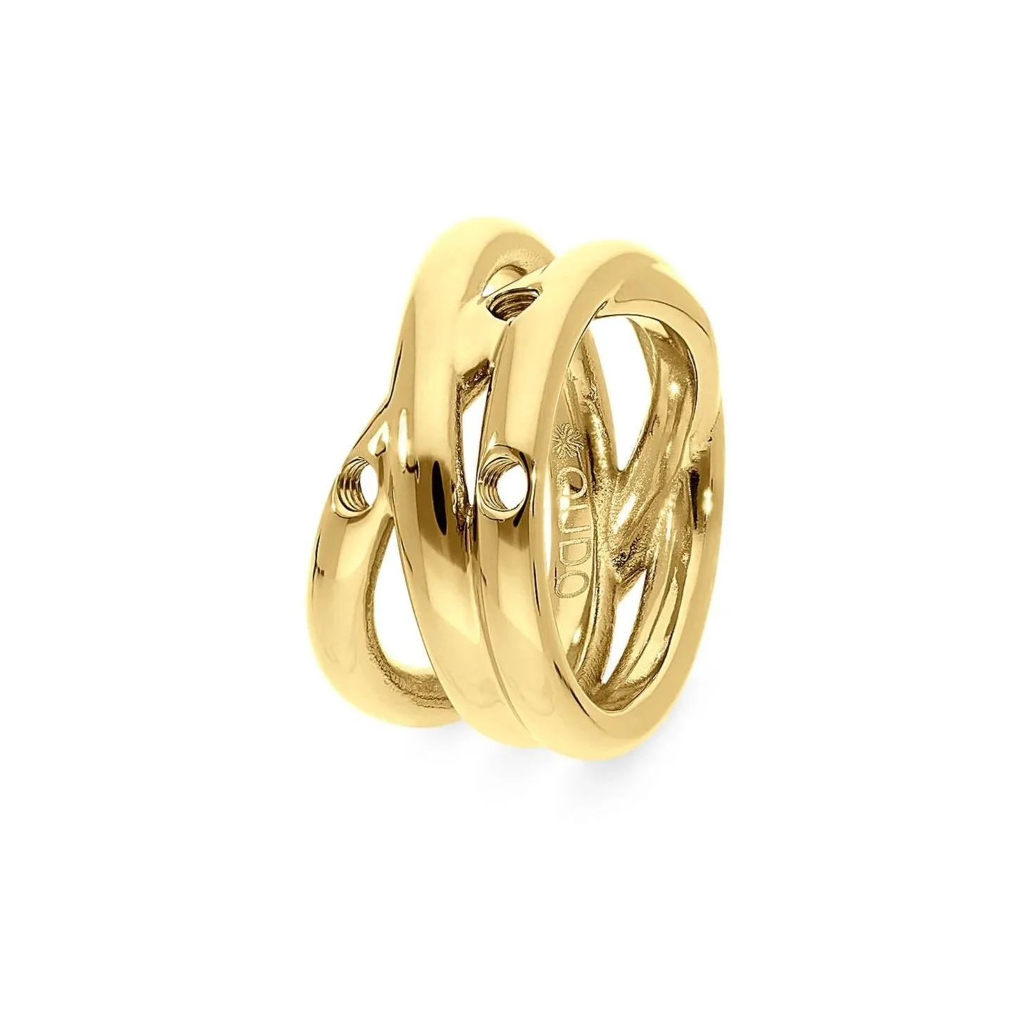 Qudo San Marino Triple Stainless Steel Ring Gold