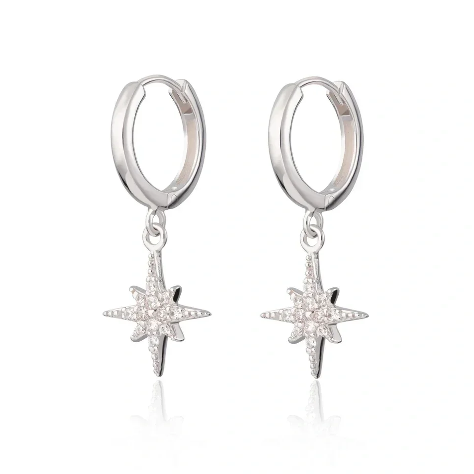 Scream Pretty Starburst Hoop Earrings Silver