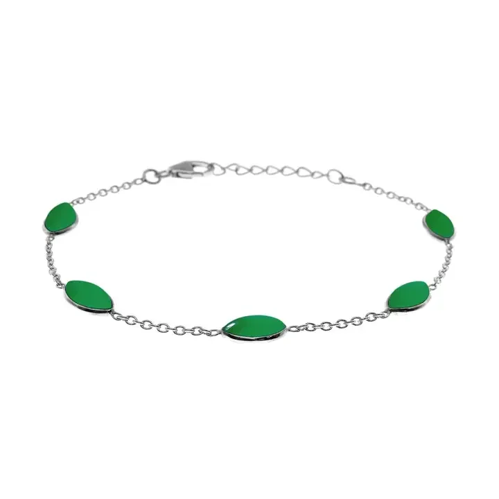 Station Green Agate Silver Bracelet
