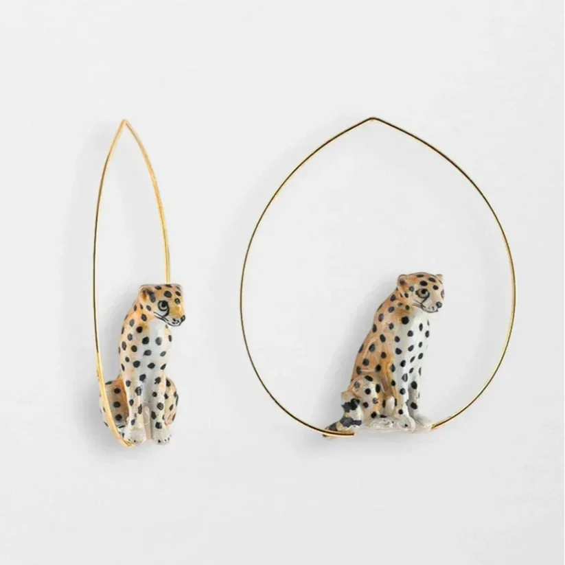 Nach Large Leopard Print Hoop Earrings