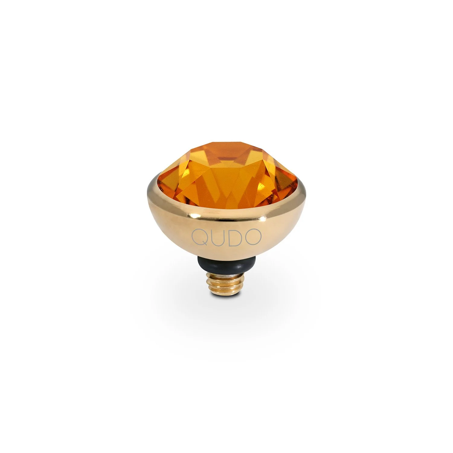 Qudo Ring Top Bottone Dark Orange 10mm Gold