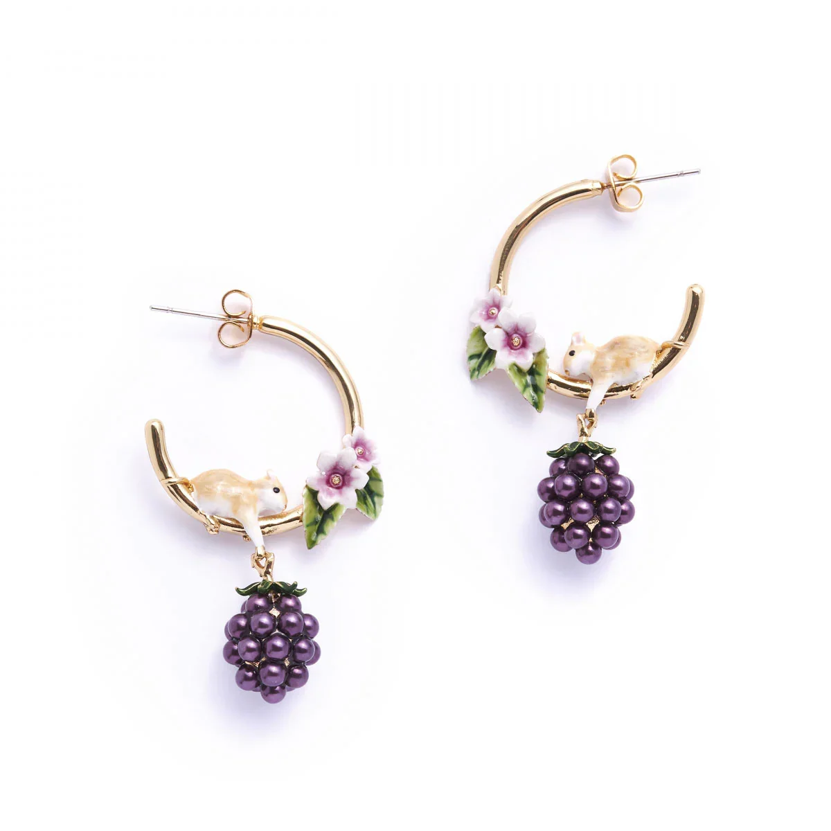 Bill Skinner Blackberry & Mouse Hoop Earrings