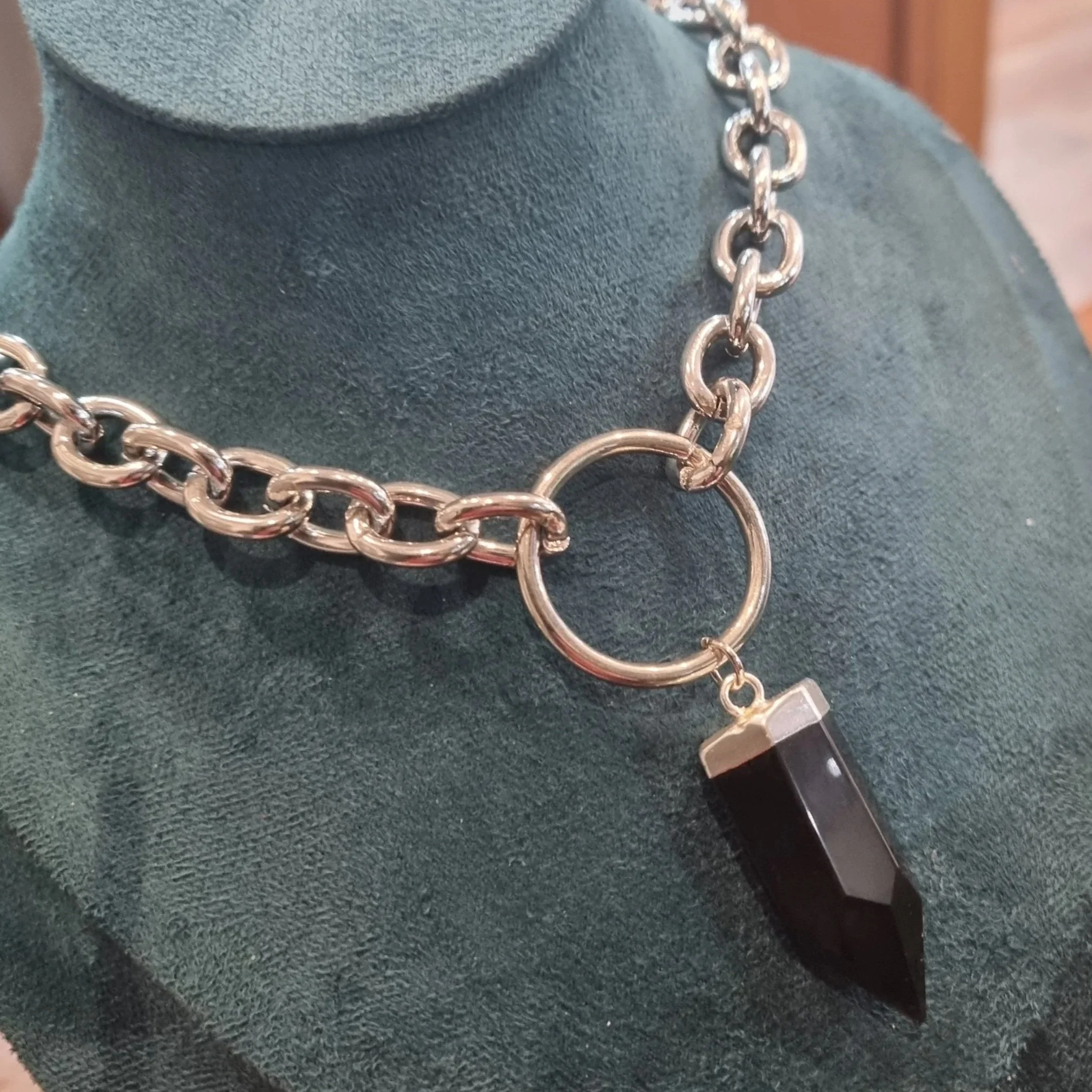 Black Obsidian Ring Necklace