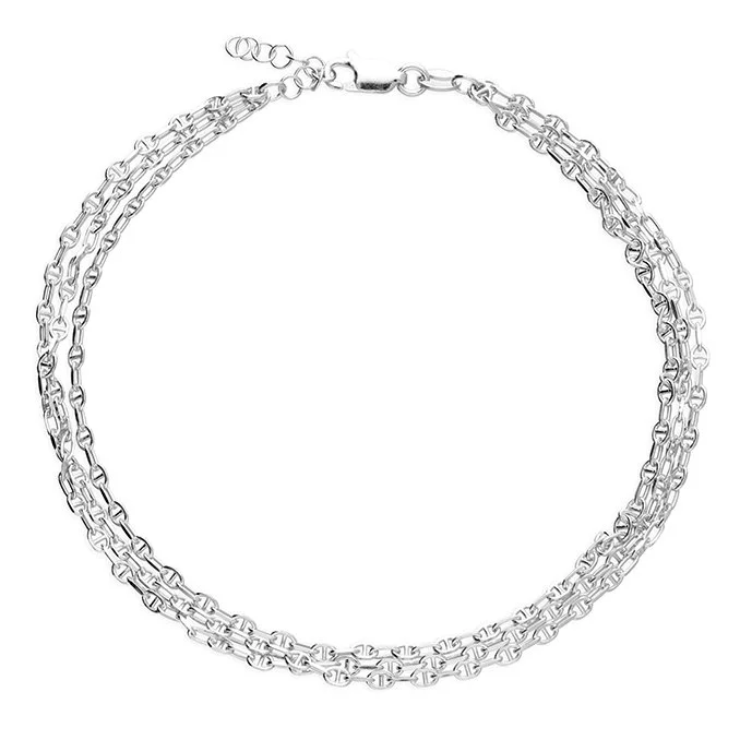 Triple Interlinked Anchor Chain Anklet