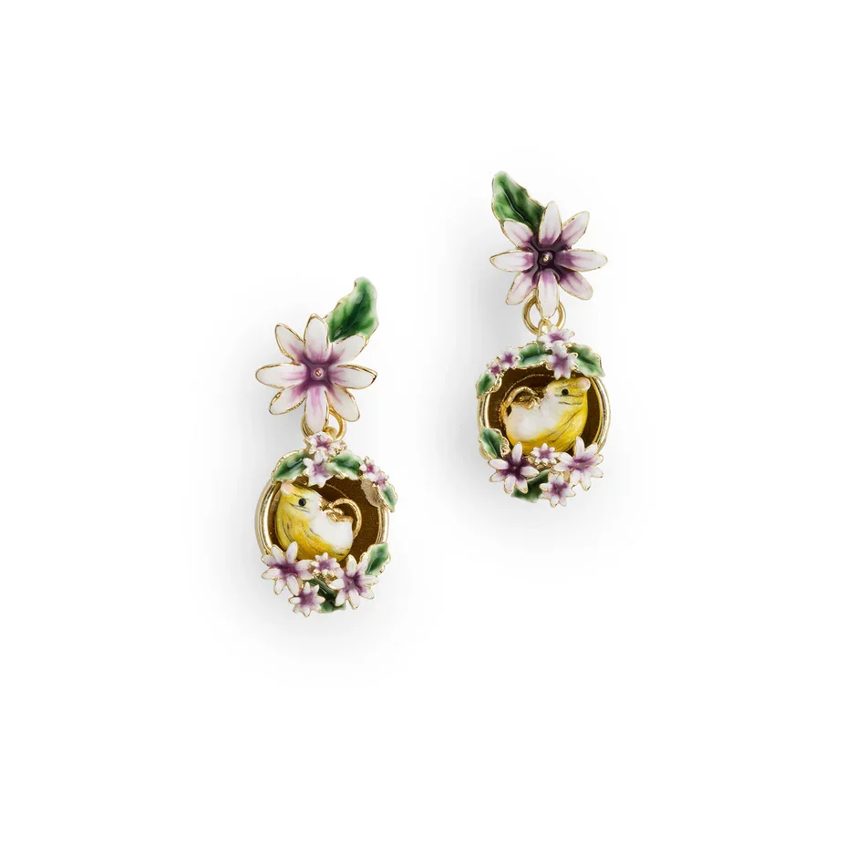 Bill Skinner Blackberry Mouse in Plant Pot Drop Earrings