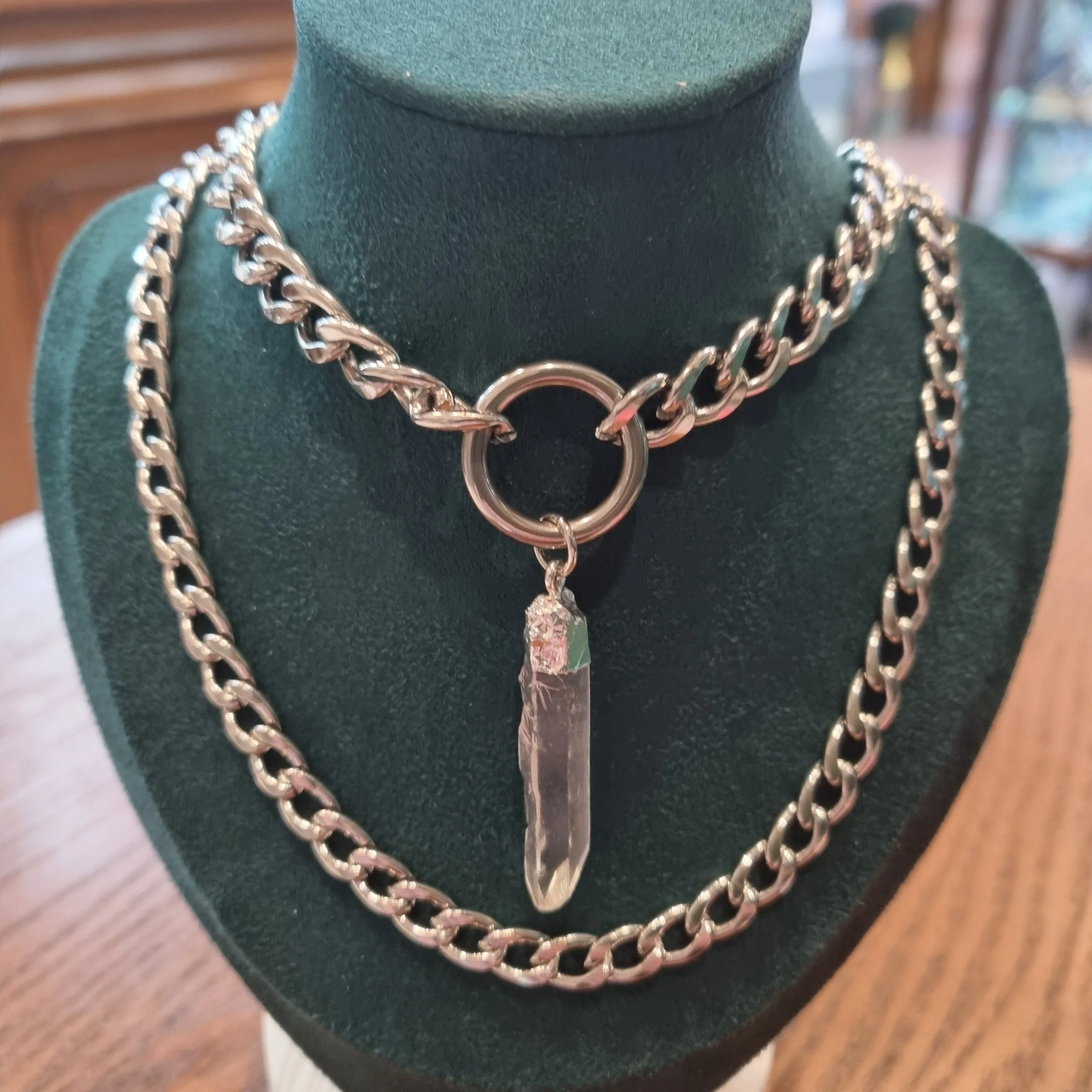 Double Row Clear Quartz Choker Necklace