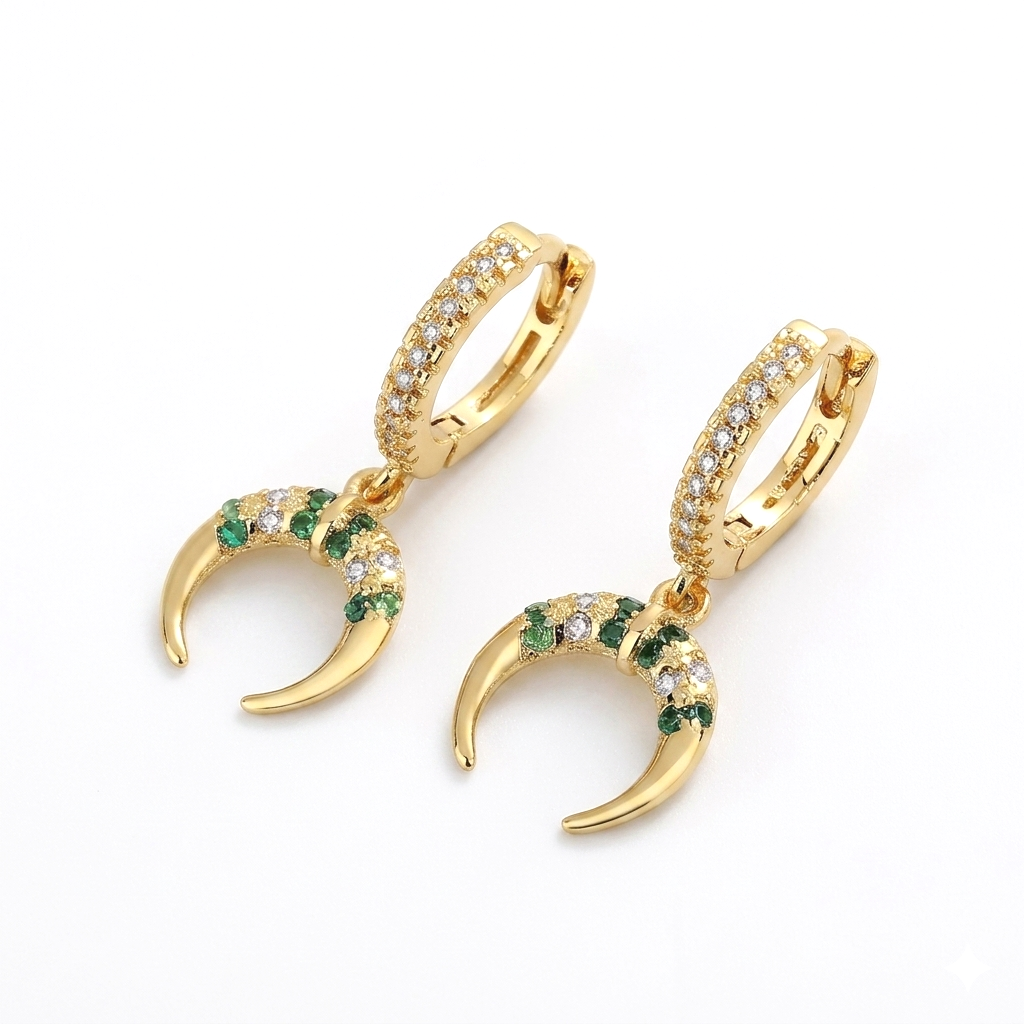 Tusk Drop Huggie Earrings Gold