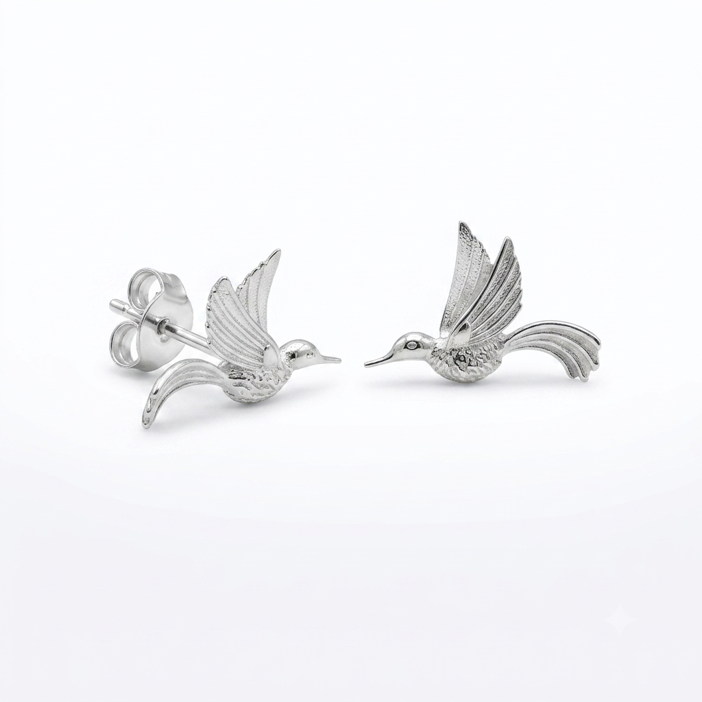 Hummingbird Stud Earrings Silver