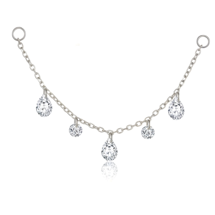 Earring Charm Droplets CZ Silver