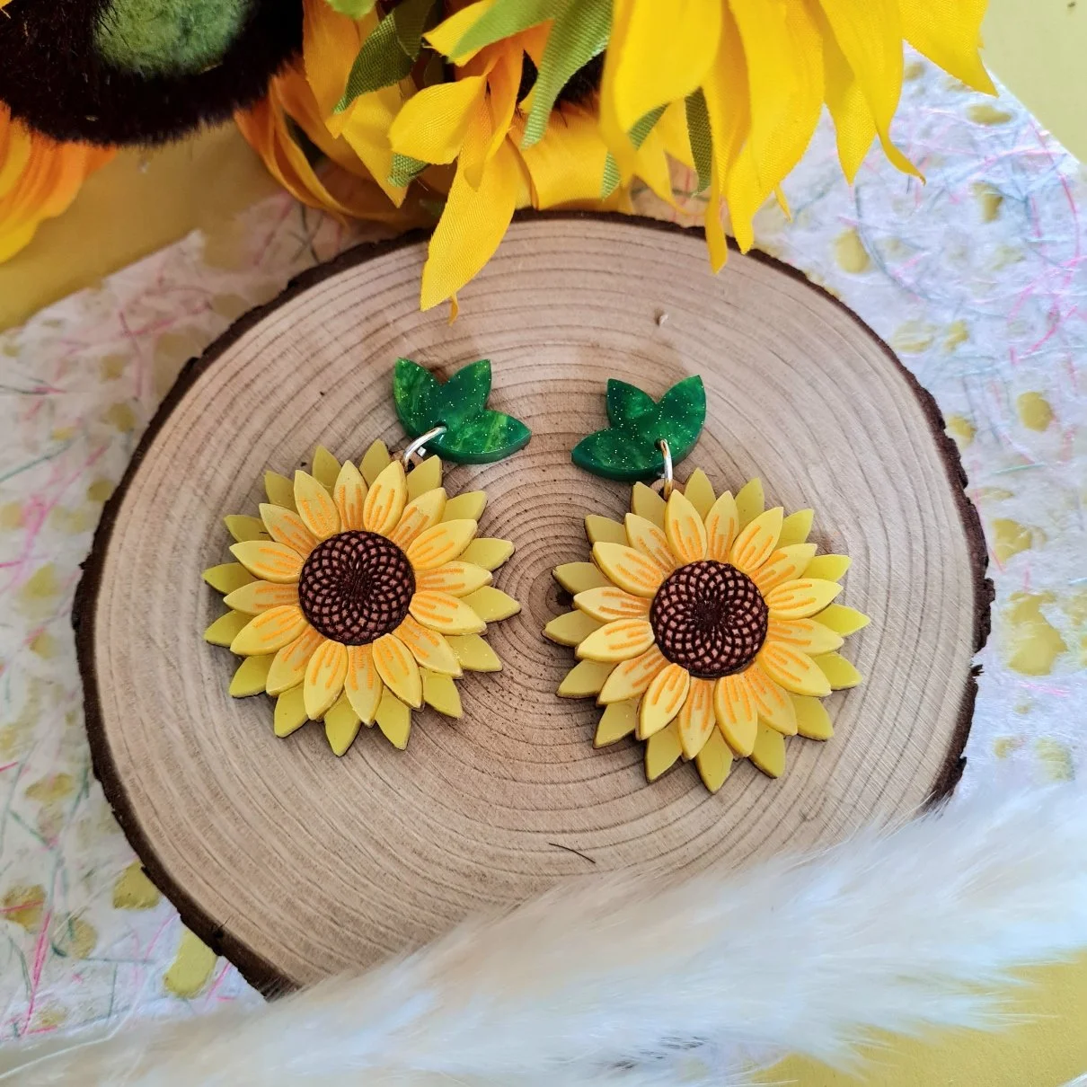 Yellow Sunflower Earrings