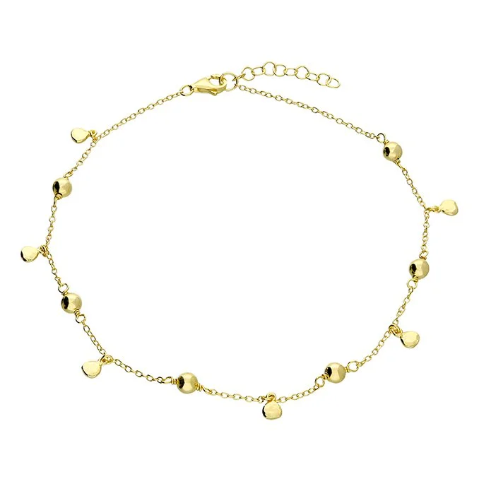 Beaded Disc Drop Anklet Gold