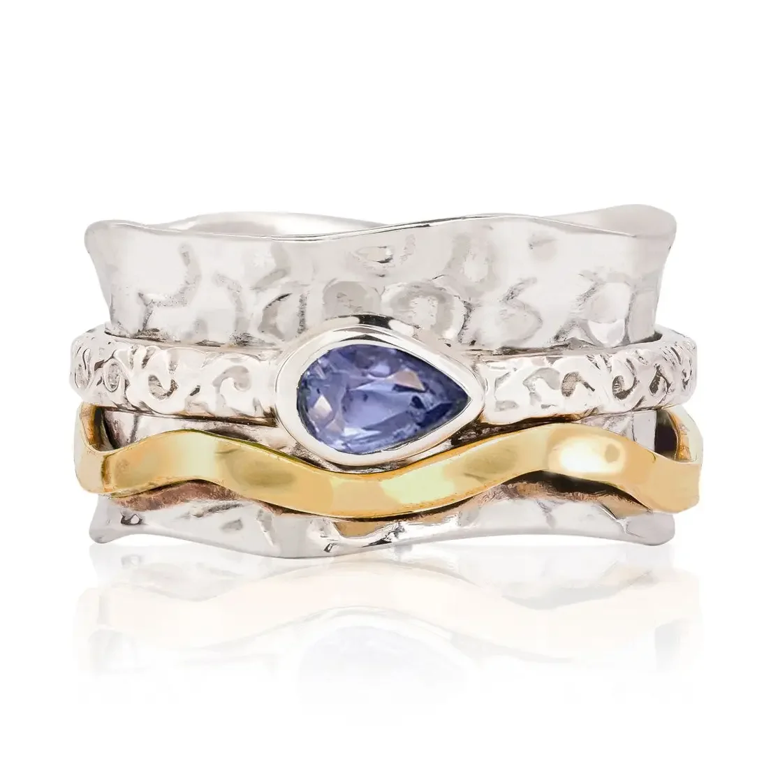 Charlotte's Web Aura Magic Spinning Ring Silver Tanzanite