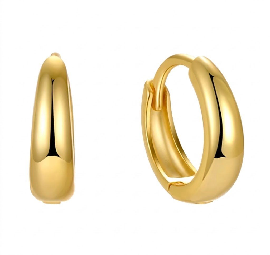 Plain Domed Hoop Earrings Gold