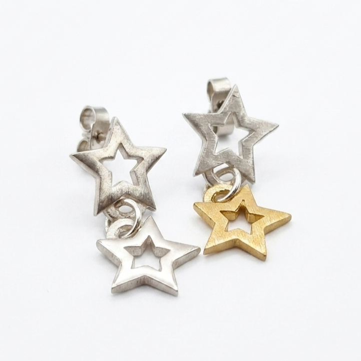 Chambers & Beau Double Star Astral Mismatched Earrings