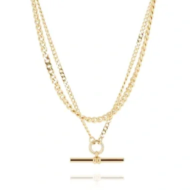 Zag Bijoux Oletta Necklace Two Row T-Bar Gold