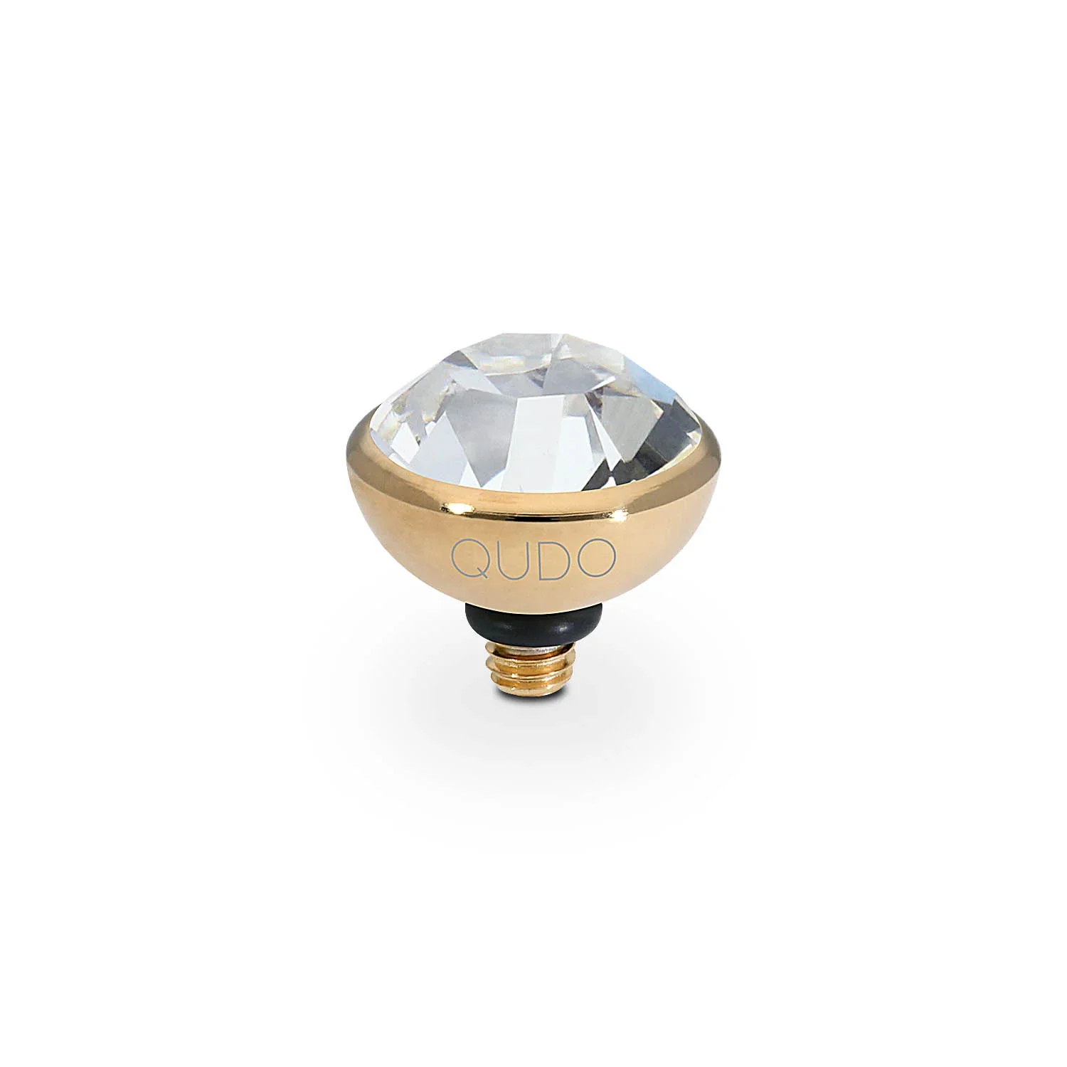 Qudo Ring Top Bottone Crystal Clear 10mm Gold