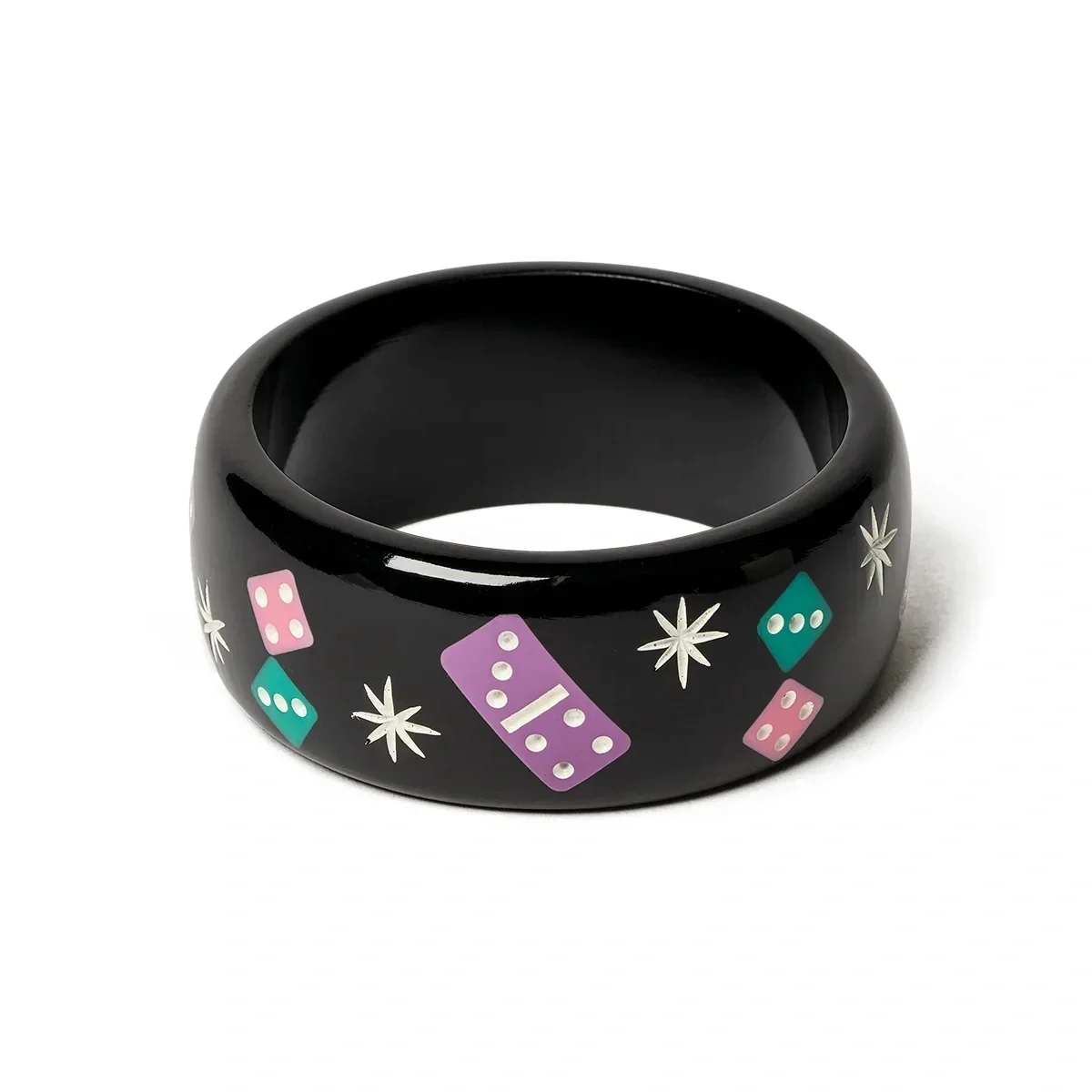 Splendette Retro Black Wide PipsBangle - Smaller Maiden