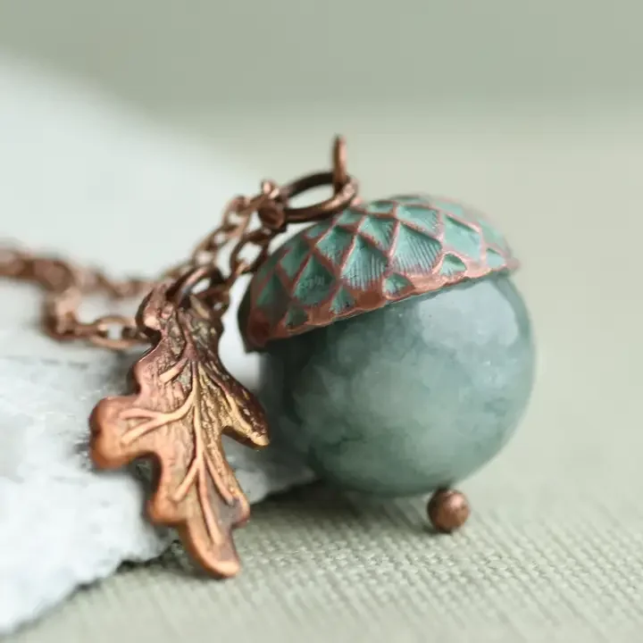 Blue Acorn Necklace