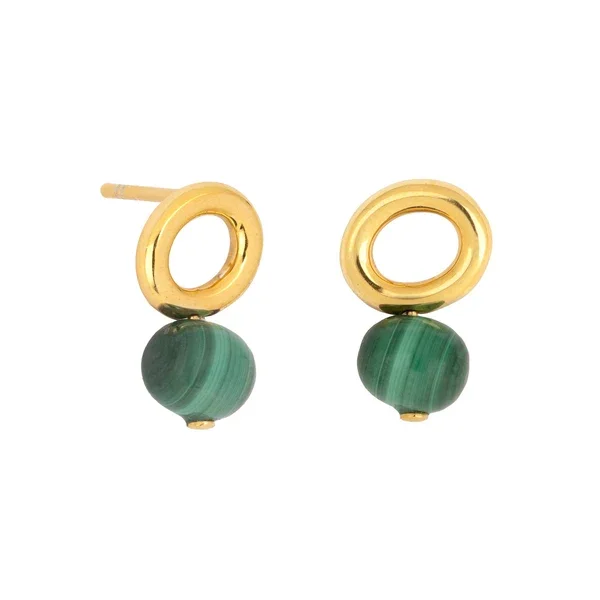 Vurchoo Malachite Gold Halo Earring