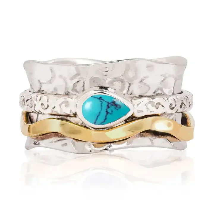 Charlotte's Web Aura Magic Spinning Ring Silver Turquoise