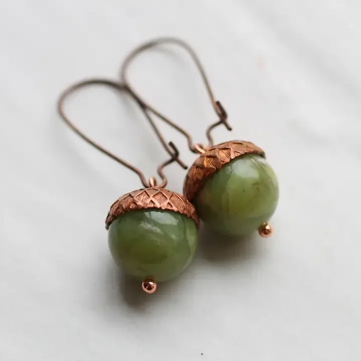 Olive Acorn Earrings