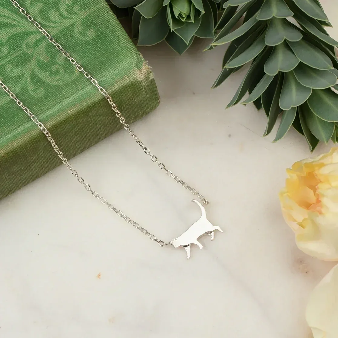 Amanda Coleman Walking Cat Silver Necklace