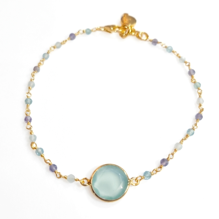 Pomegranate Sara Chalcedony Bracelet Gold