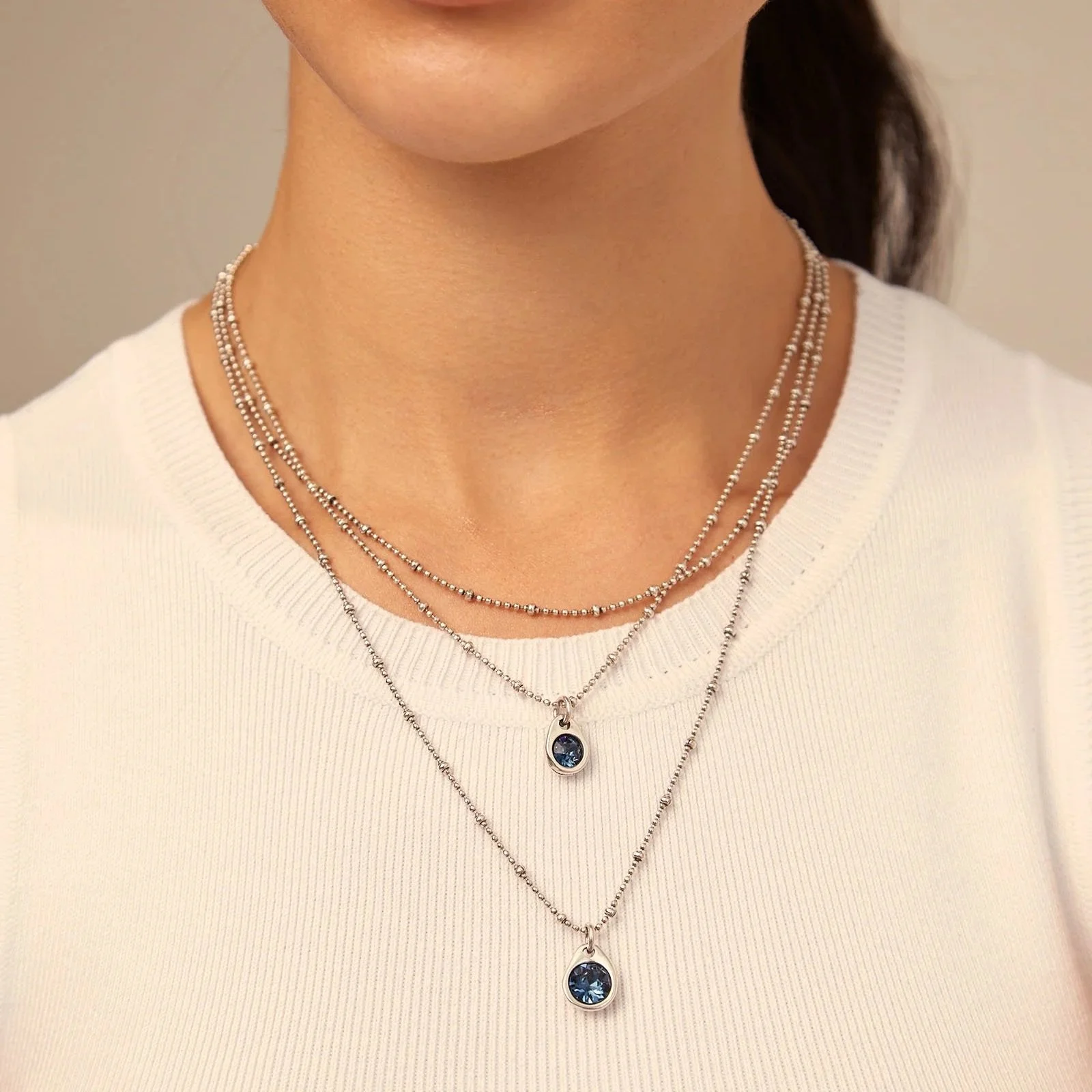 UNOde50 Multi Row Necklace With Blue Crystal