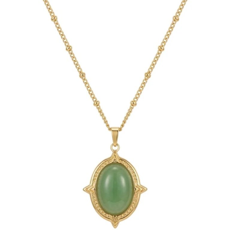 Oval Jade Necklace Gold
