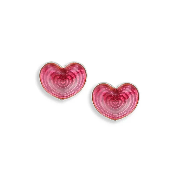 Nicole Barr Red Heart Stud Earrings Silver