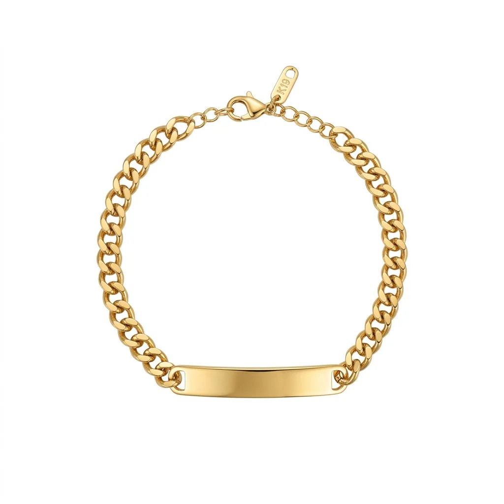 Gold Curved Bar ID bracelet