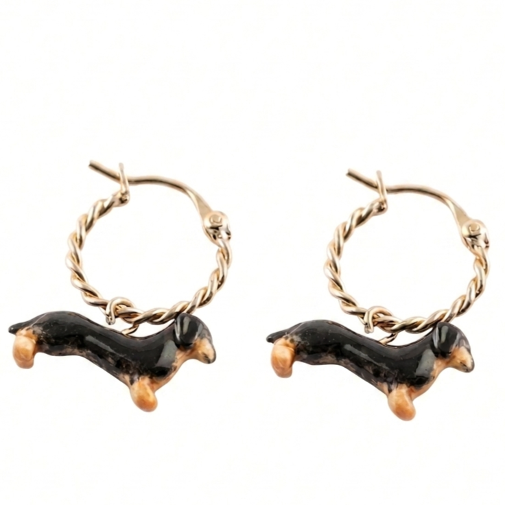 Nach  Dachshund Hoop Earrings