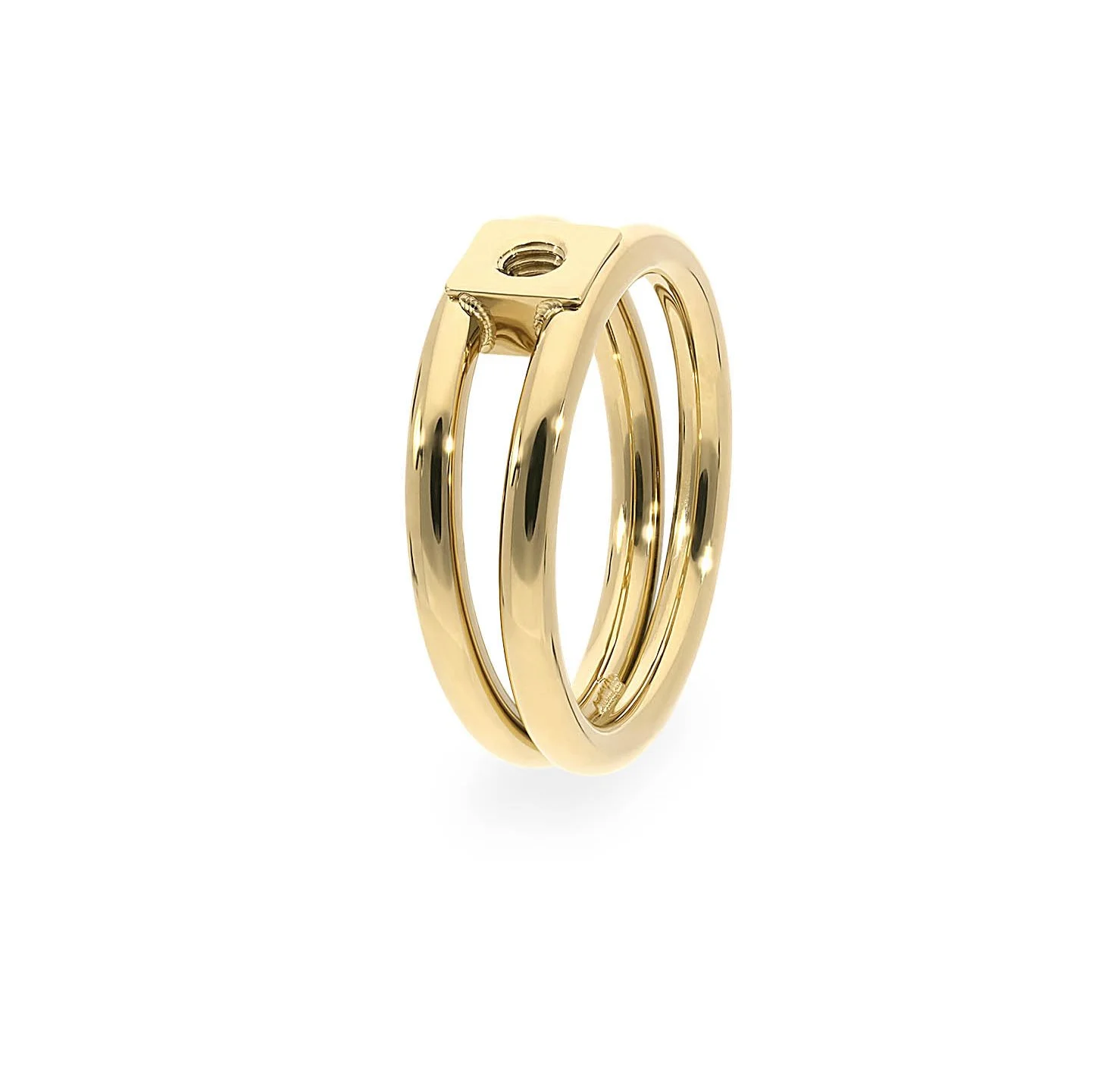 Qudo Roma Stainless Steel Ring Gold