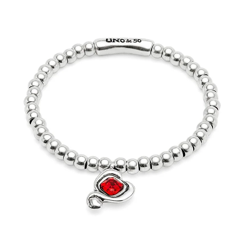 UNOde50 Beaded Bracelet With Red Crystal Heart
