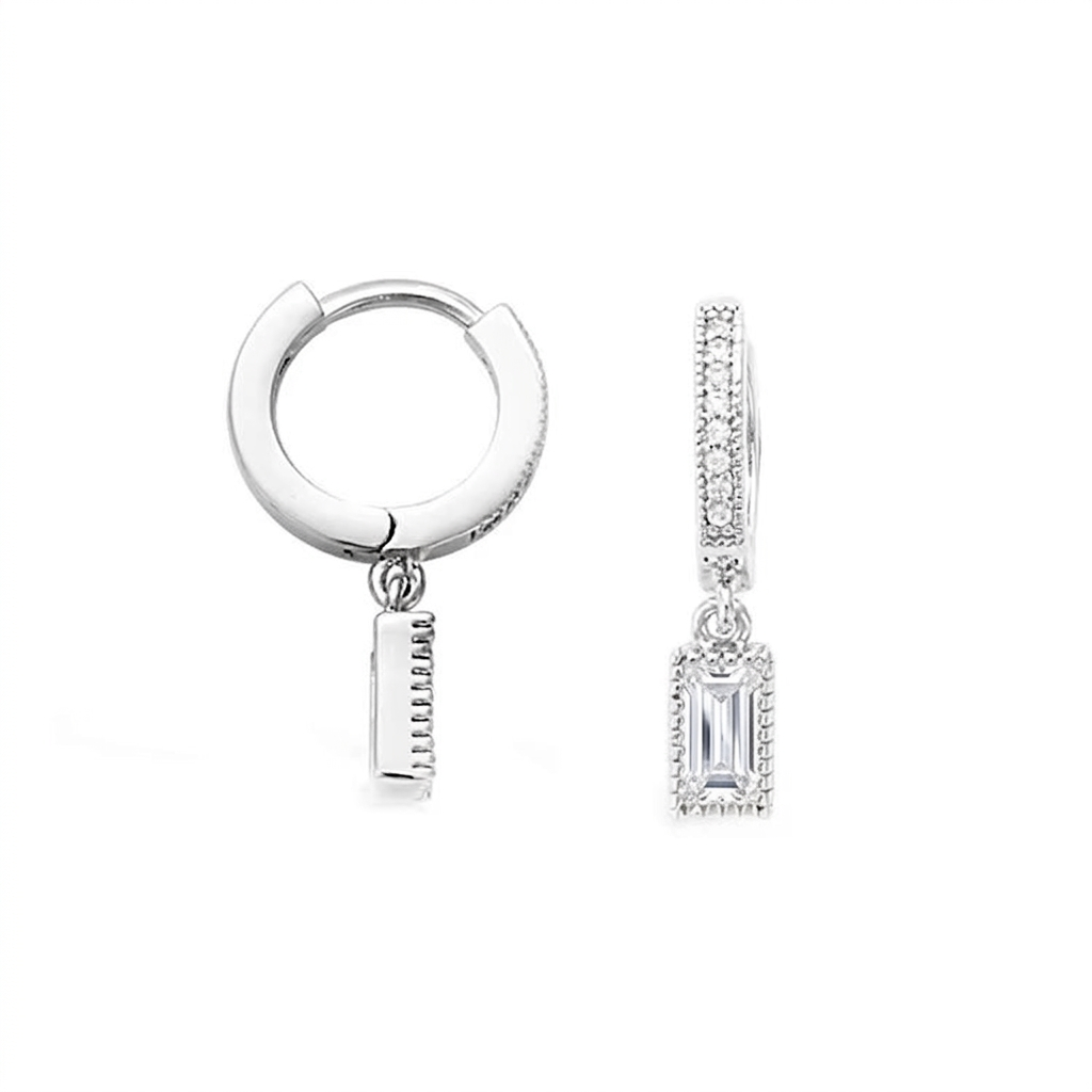 clear drop silver hoops