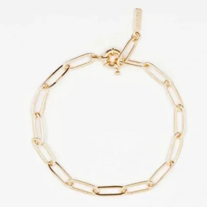 Nach Paperclip Link Charm Bracelet Gold