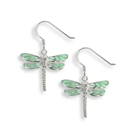 Nicole Barr Green Dragonfly Drop Earrings