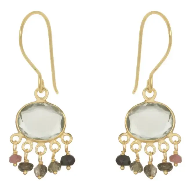Pomegranate Aisha Green Amethyst and Tourmaline Earrings