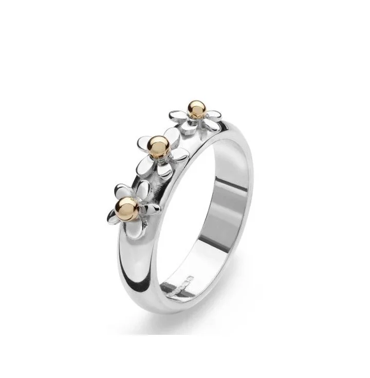 Linda Macdonald Three Daisies Ring Silver