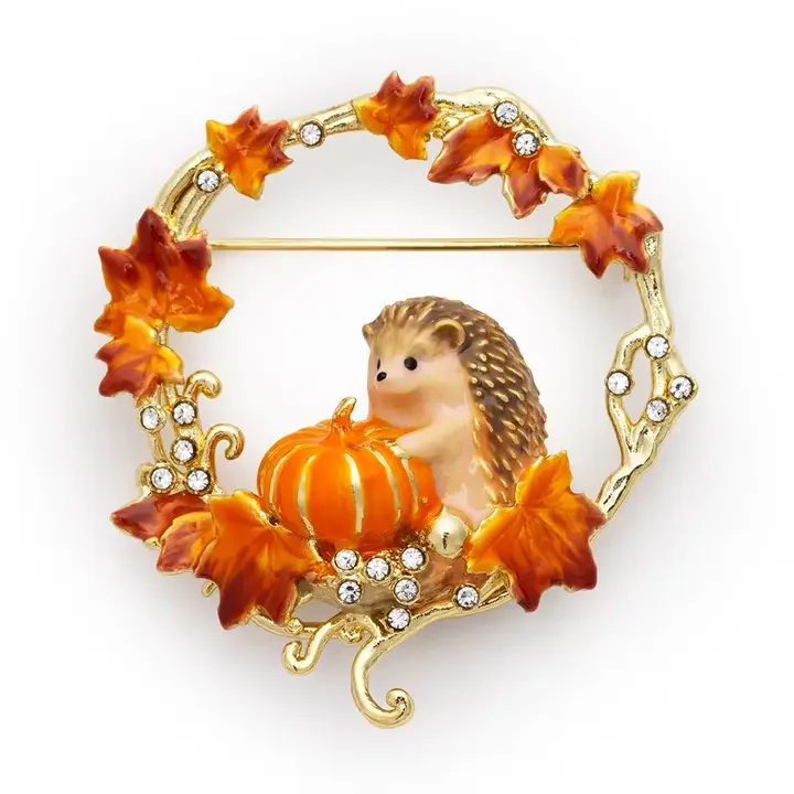 Bill Skinner Pumpkin Hedgehog Brooch