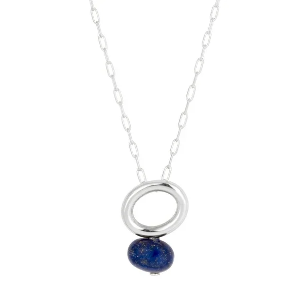 Vurchoo Lapis Silver Halo Necklace