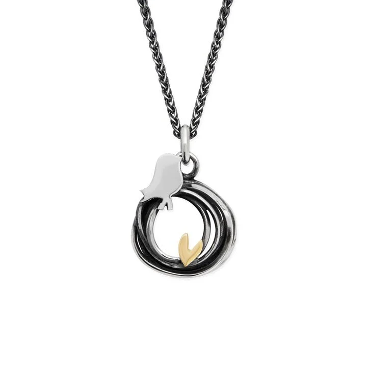 Linda Macdonald Woven Bird & Heart Necklace