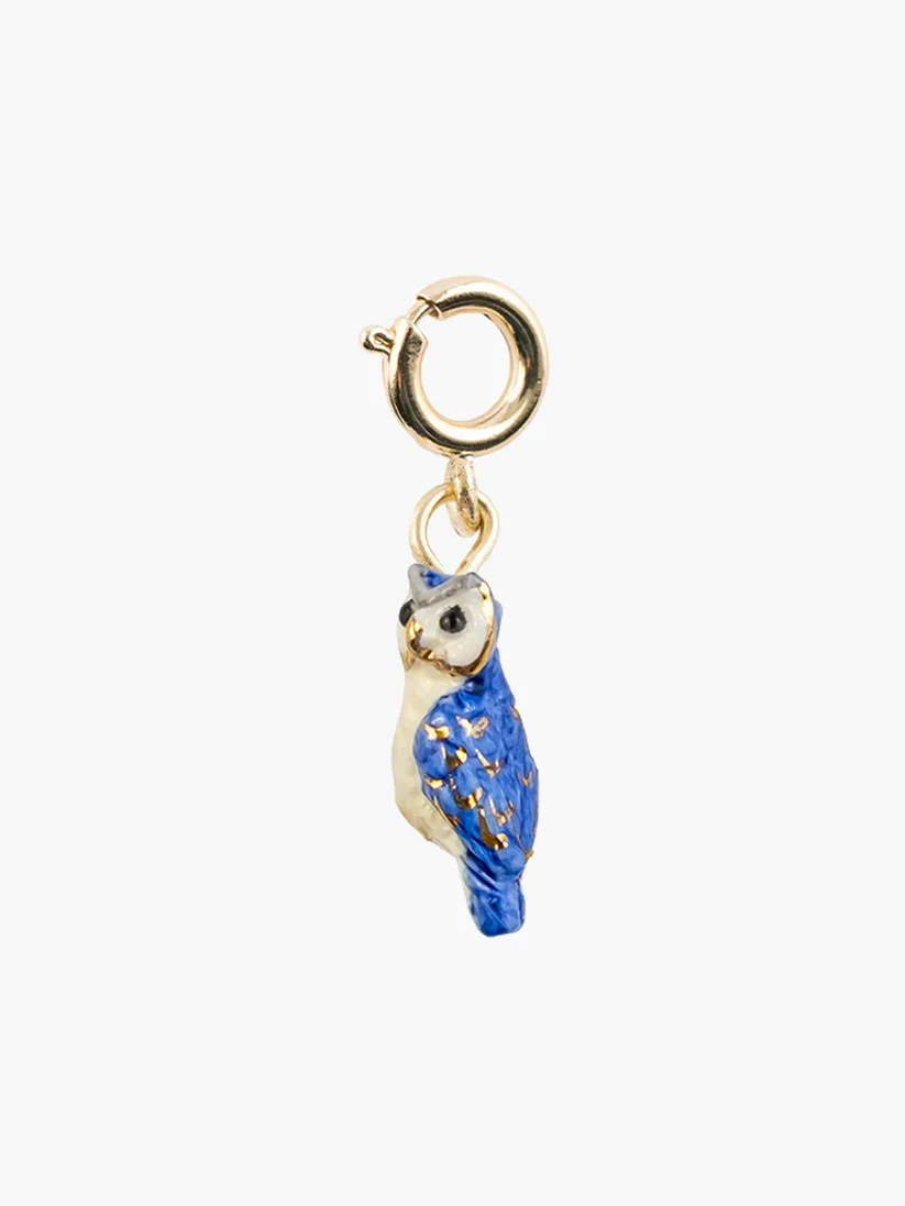 Blue And Gold Owl Charm