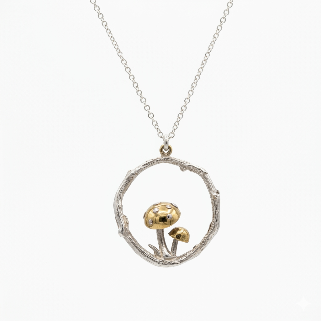 Claire Troughton Large Mushroom Necklace Bi Colour